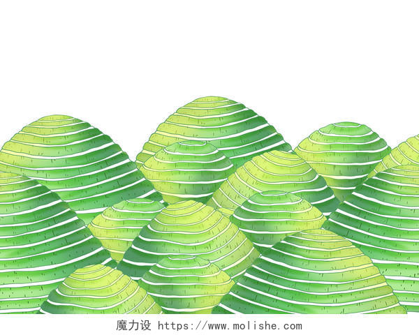 绿色手绘卡通春茶节茶山春分春天春季元素PNG素材